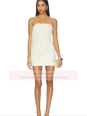 superdown Strapless Ivory Draped Mini Dress